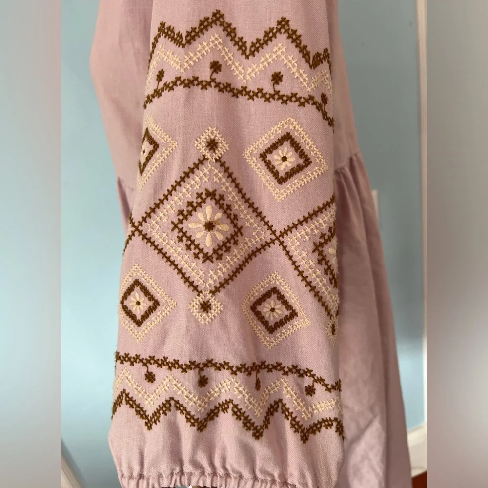 NWOT Madewell Petite Embroidered-Sleeve Popover Midi Dress - Medium - Lavender - Picture 9 of 10